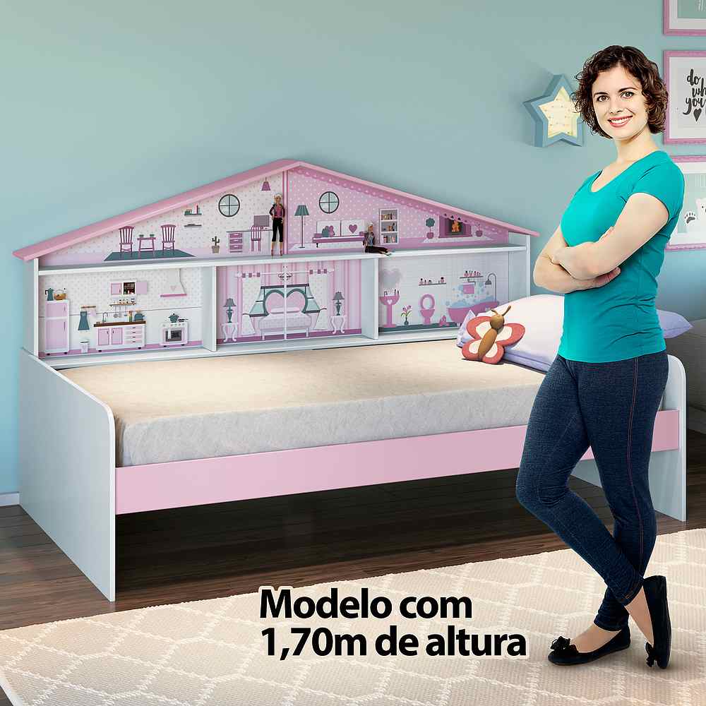 Cama Infantil Casa de Boneca com Luz/LED Diversão Pura Magia - Pura Magia