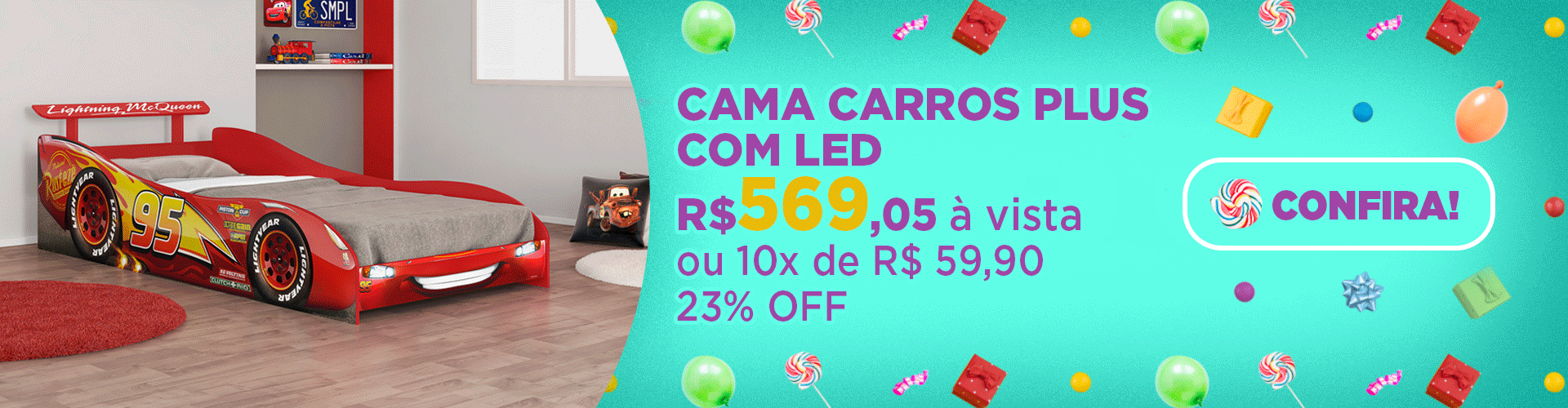 CAMA CARROS PLUS COM LED