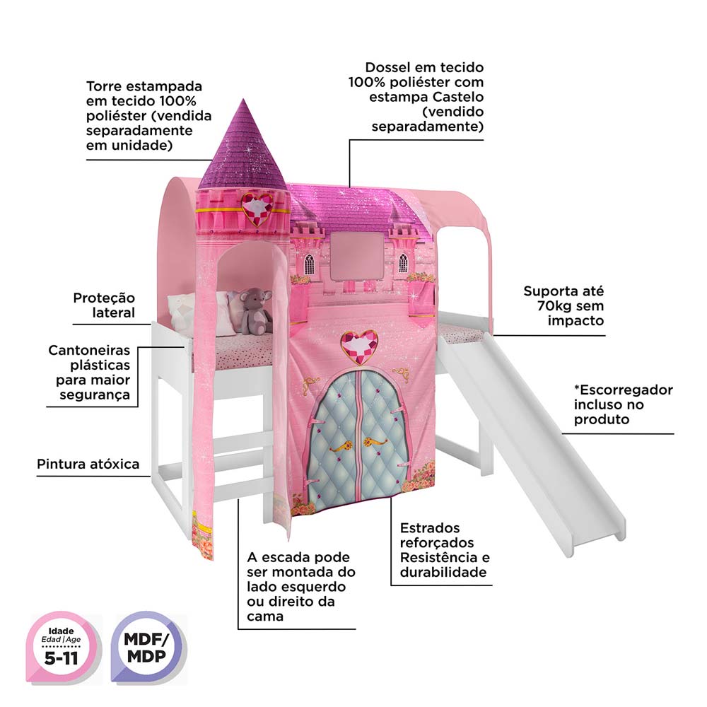 Cama Infantil com Dossel Barbie Premium - Pura Magia Cama Infantil